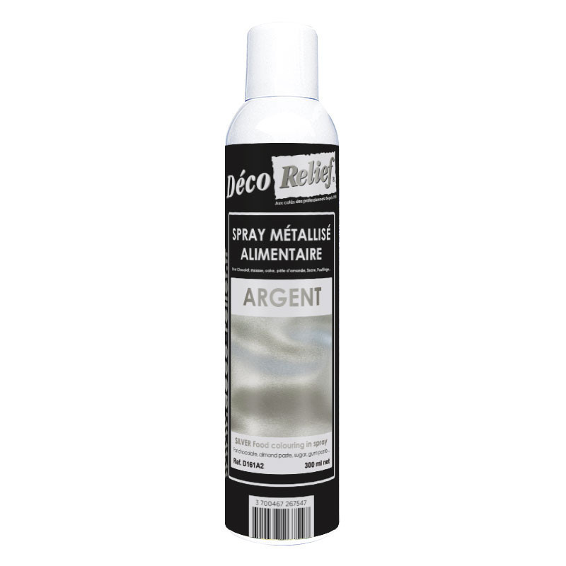 scrapcooking Spray colorant alimentaire métallisé en bombe argent - 300 ml