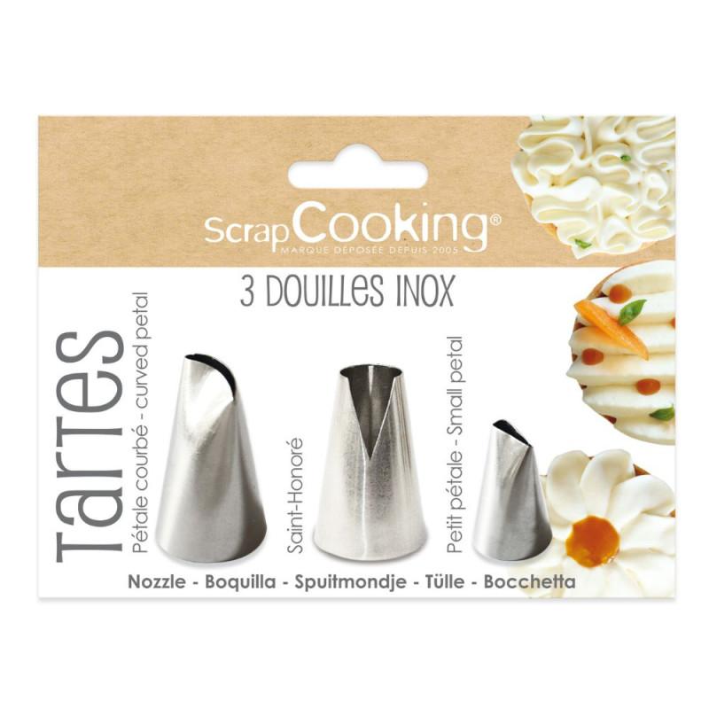 scrapcooking Trio de douilles inox pour le pochage de tartes