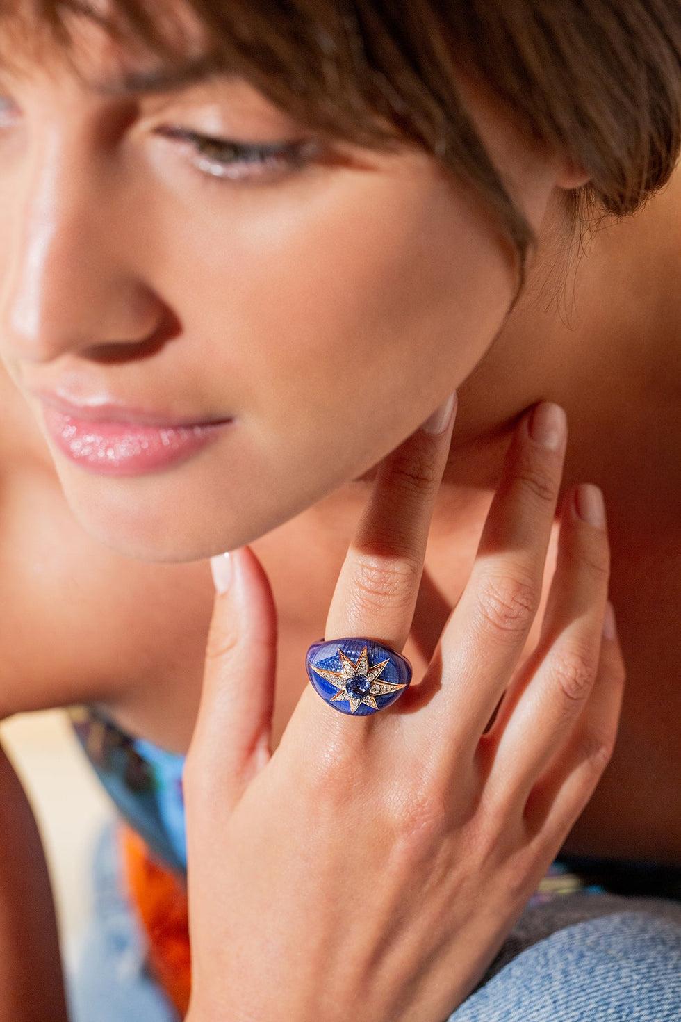 Selim Mouzannar Aïda Bague Bleu MarineSaphir Bleu - Diamants