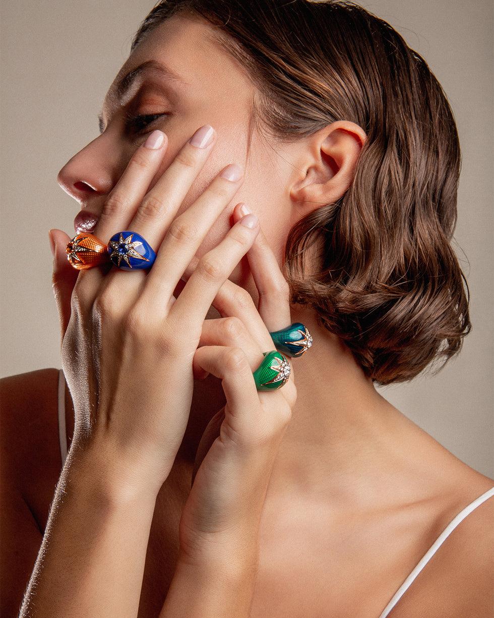 Selim Mouzannar Aïda Bague Bleu MarineSaphir Bleu - Diamants