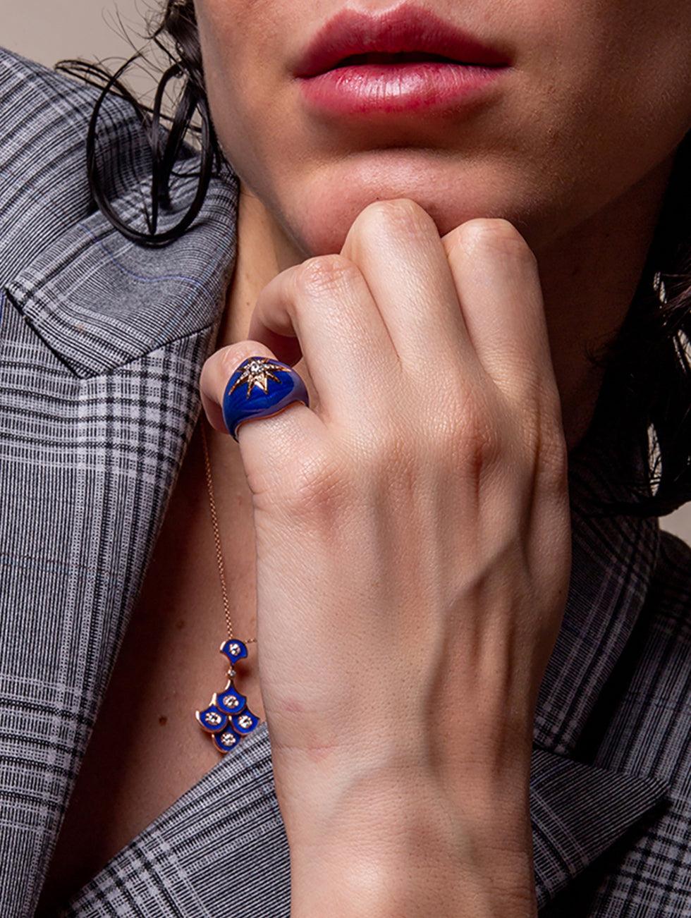 Selim Mouzannar Aïda Chevalière Bleu MarineDiamants