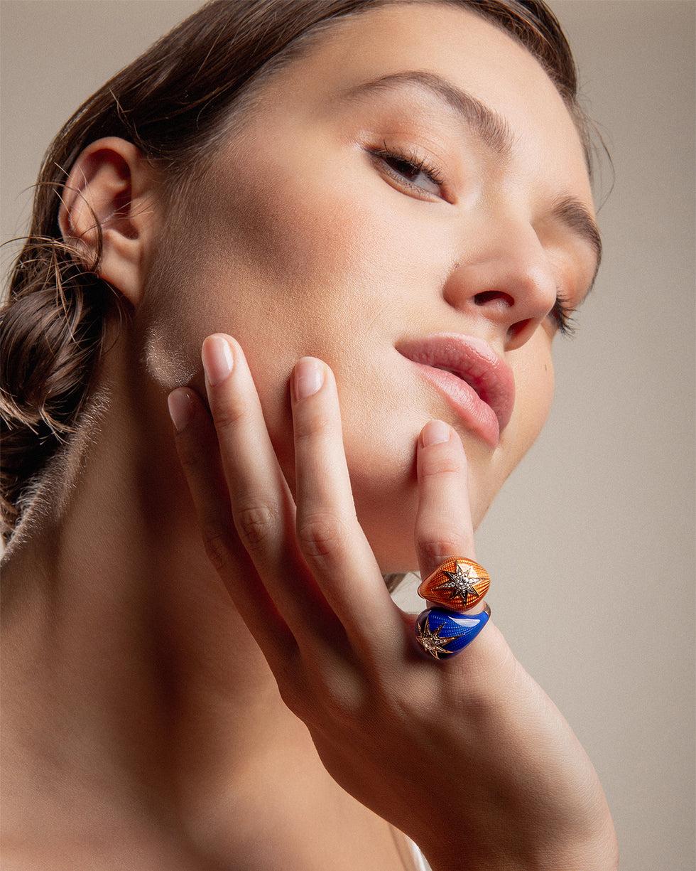 Selim Mouzannar Aïda Chevalière Bleu MarineDiamants