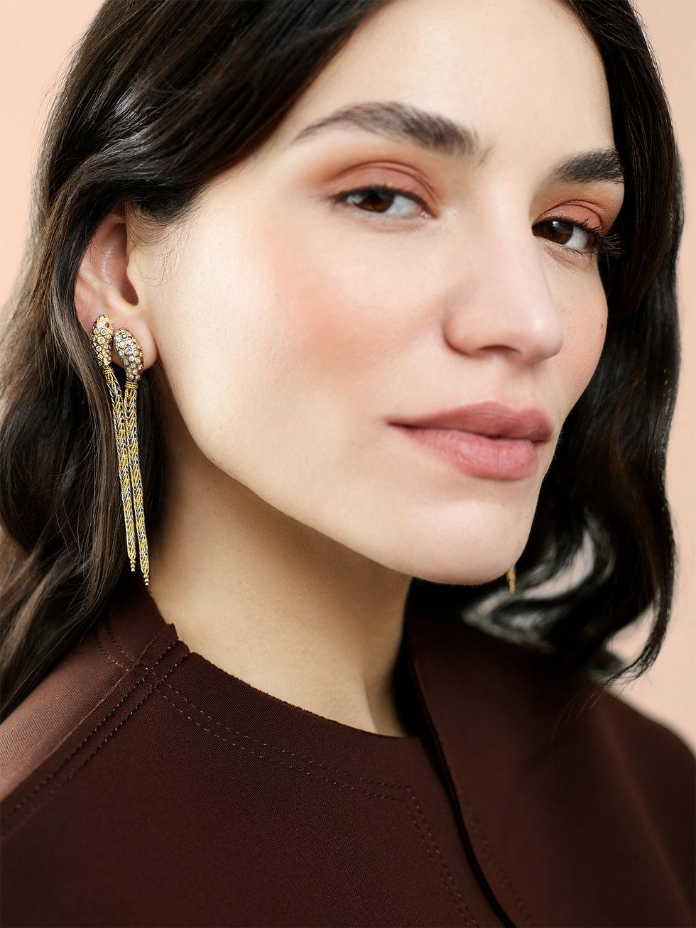 Selim Mouzannar Basilik Boucle D'oreilleDiamants - Saphirs Bleus