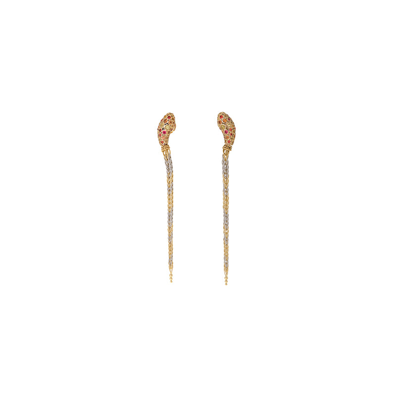 selim mouzannar Basilik Boucles d'oreillesSaphirs Jaune et Orange - Spinelles