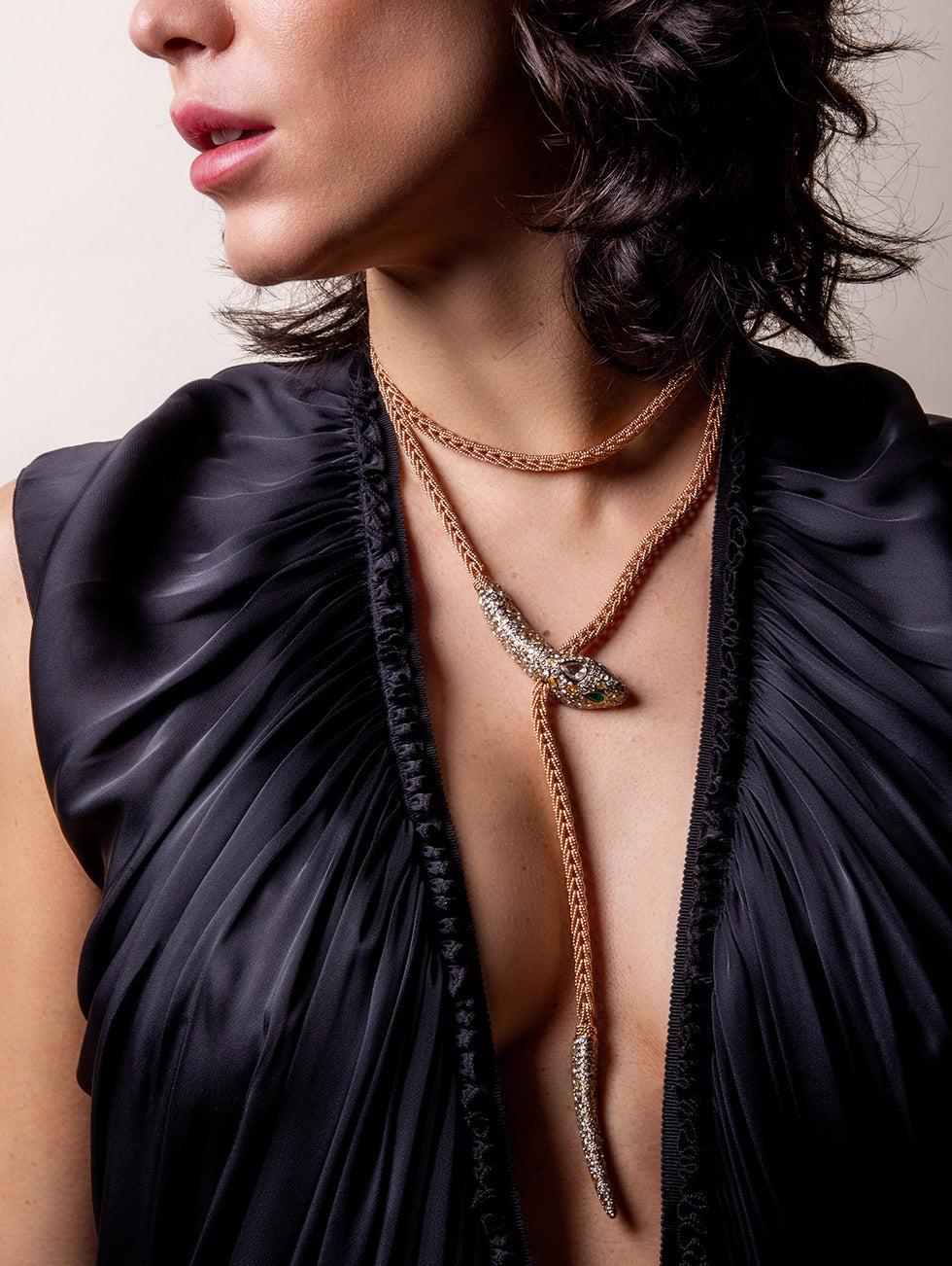 Selim Mouzannar Basilik CollierDiamants - Diamants Jaunes - Emeraudes