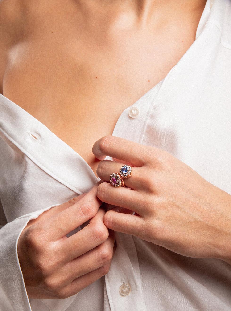 Selim Mouzannar Beirut Rosace BagueSaphir Bleu - Diamants