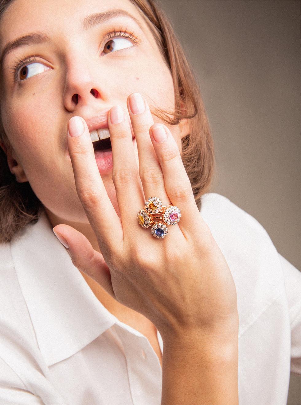 Selim Mouzannar Beirut Rosace BagueSaphir Bleu - Diamants