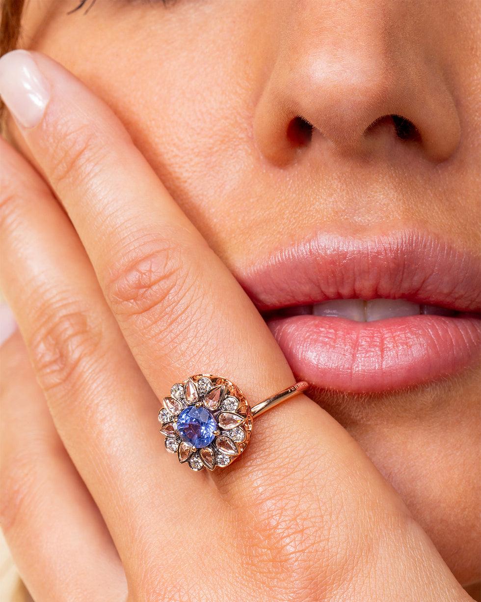 Selim Mouzannar Beirut Rosace BagueSaphir Bleu - Diamants