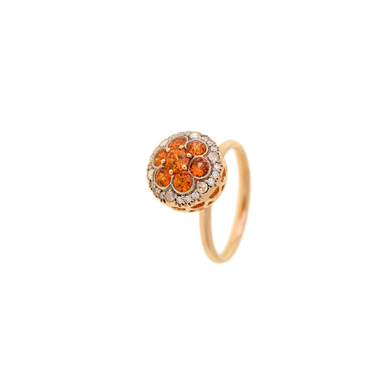selim mouzannar Beirut Rosace BagueSpessartine - Saphirs Orange - Diamants