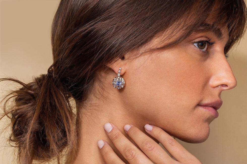 Selim Mouzannar Beirut Rosace Boucle D'oreillesSaphirs Bleus - Diamants