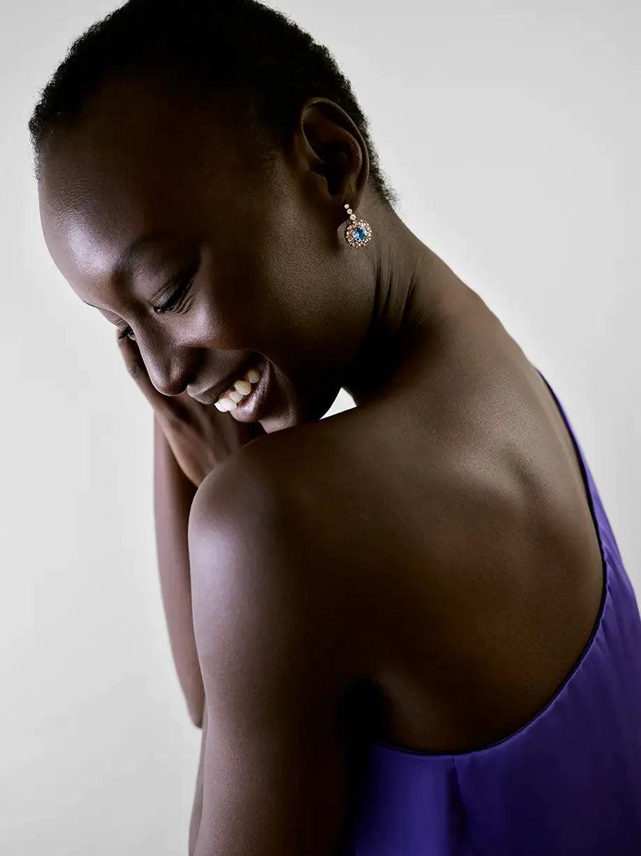 Selim Mouzannar Beirut Rosace Boucles D'oreillesAigues-marines - Diamants