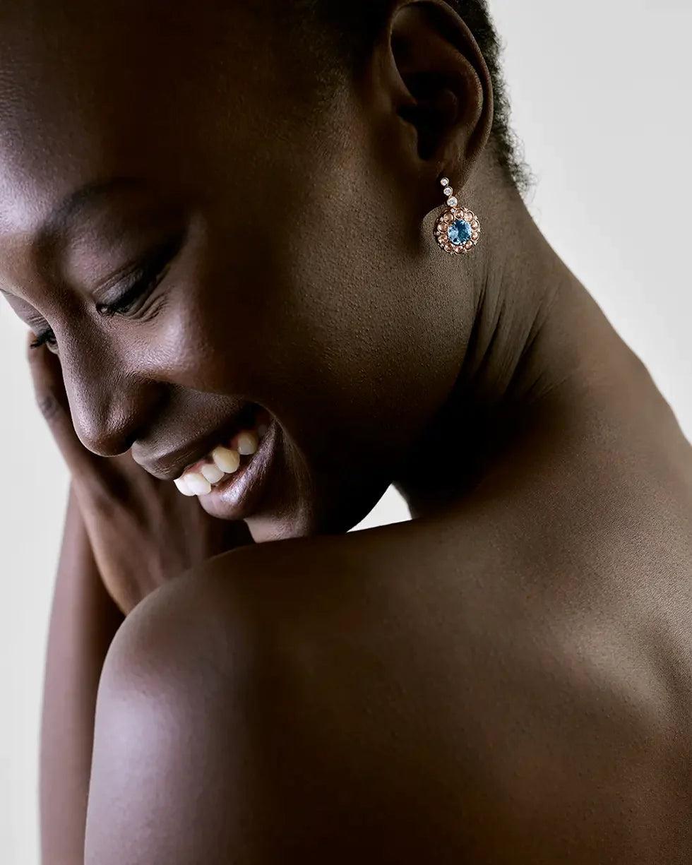 Selim Mouzannar Beirut Rosace Boucles D'oreillesAigues-marines - Diamants