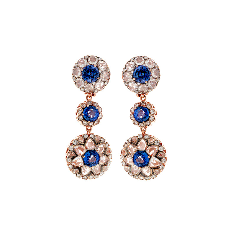 Selim Mouzannar Beirut Rosace Boucles D'oreillesSaphirs Bleus - Diamants
