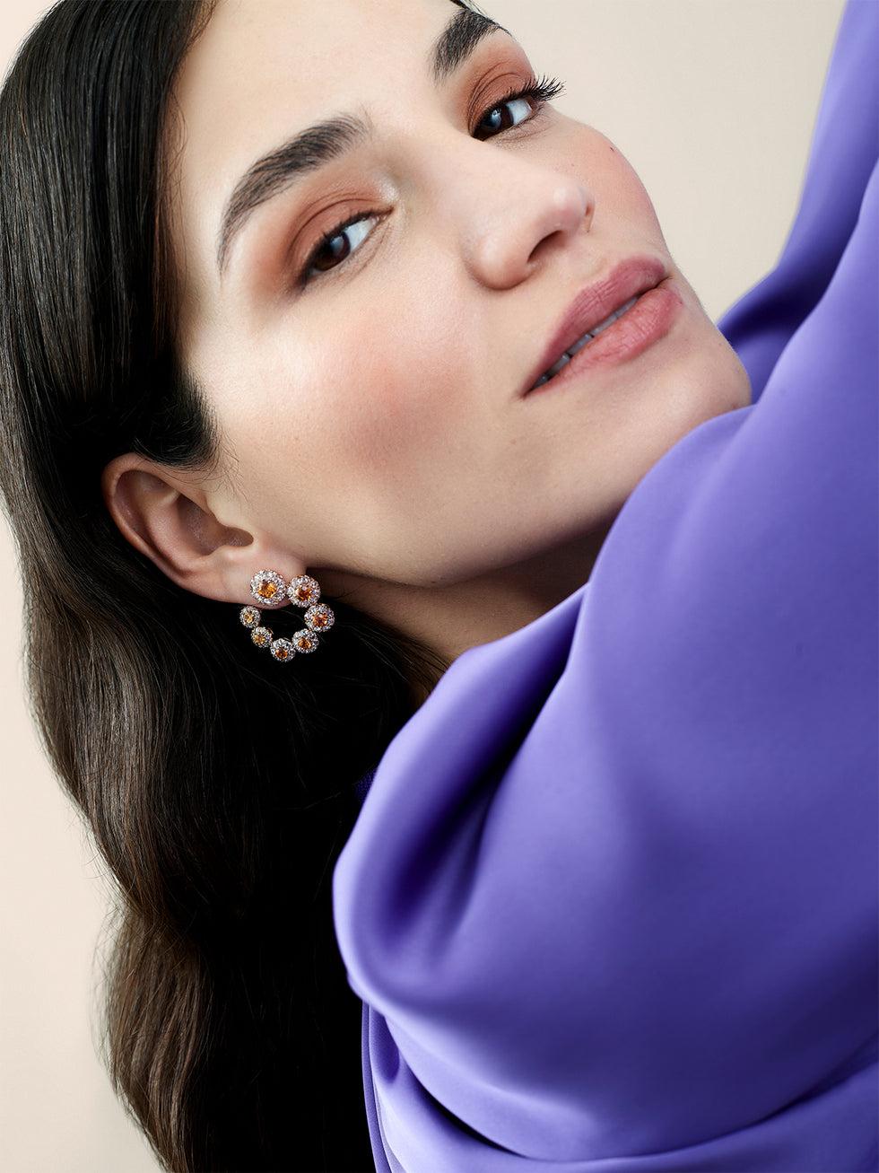 Selim Mouzannar Beirut Rosace Boucles D'oreillesSpessartines - Diamants