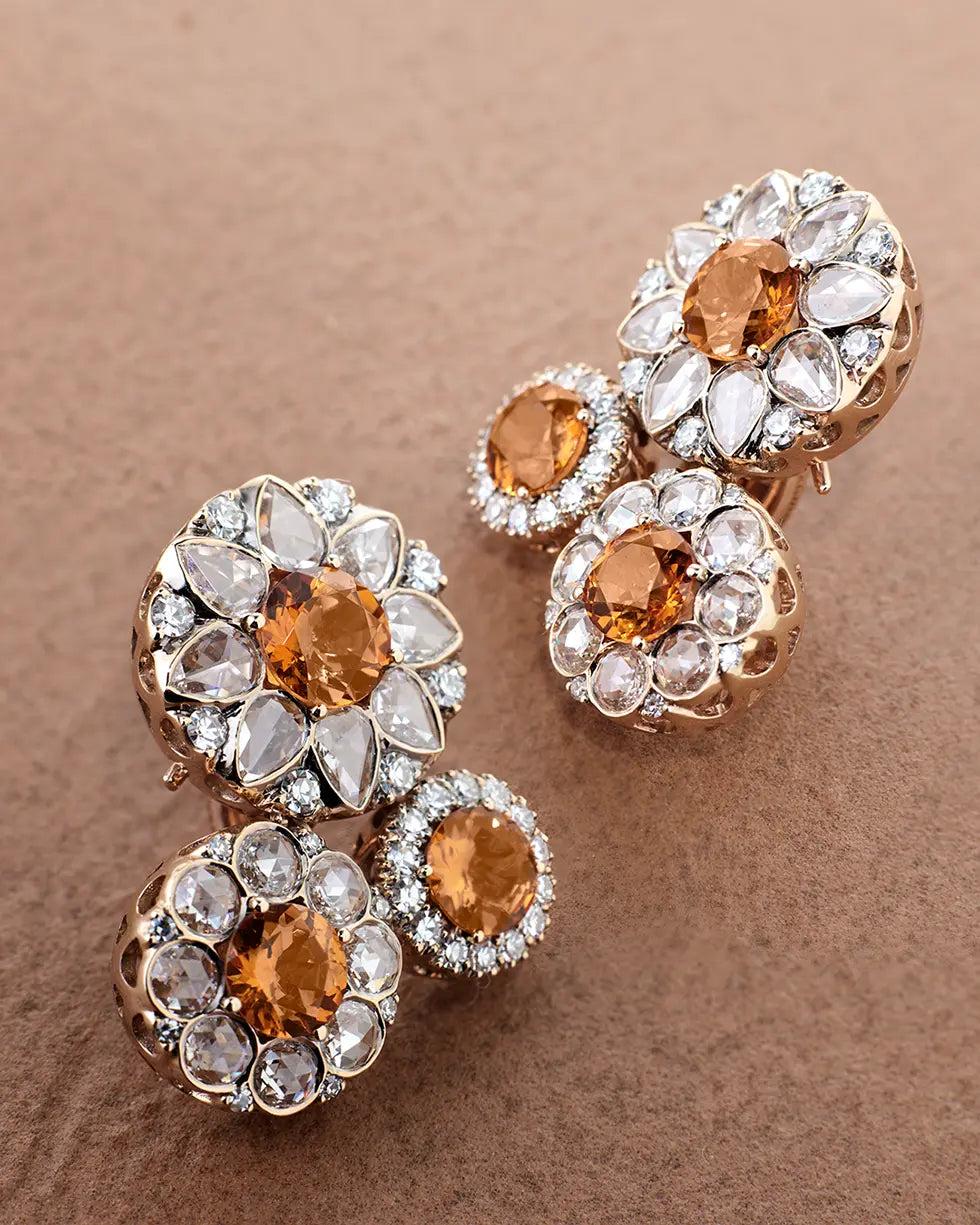 Selim Mouzannar Beirut Rosace Boucles D'oreillesSpessartines - Diamants