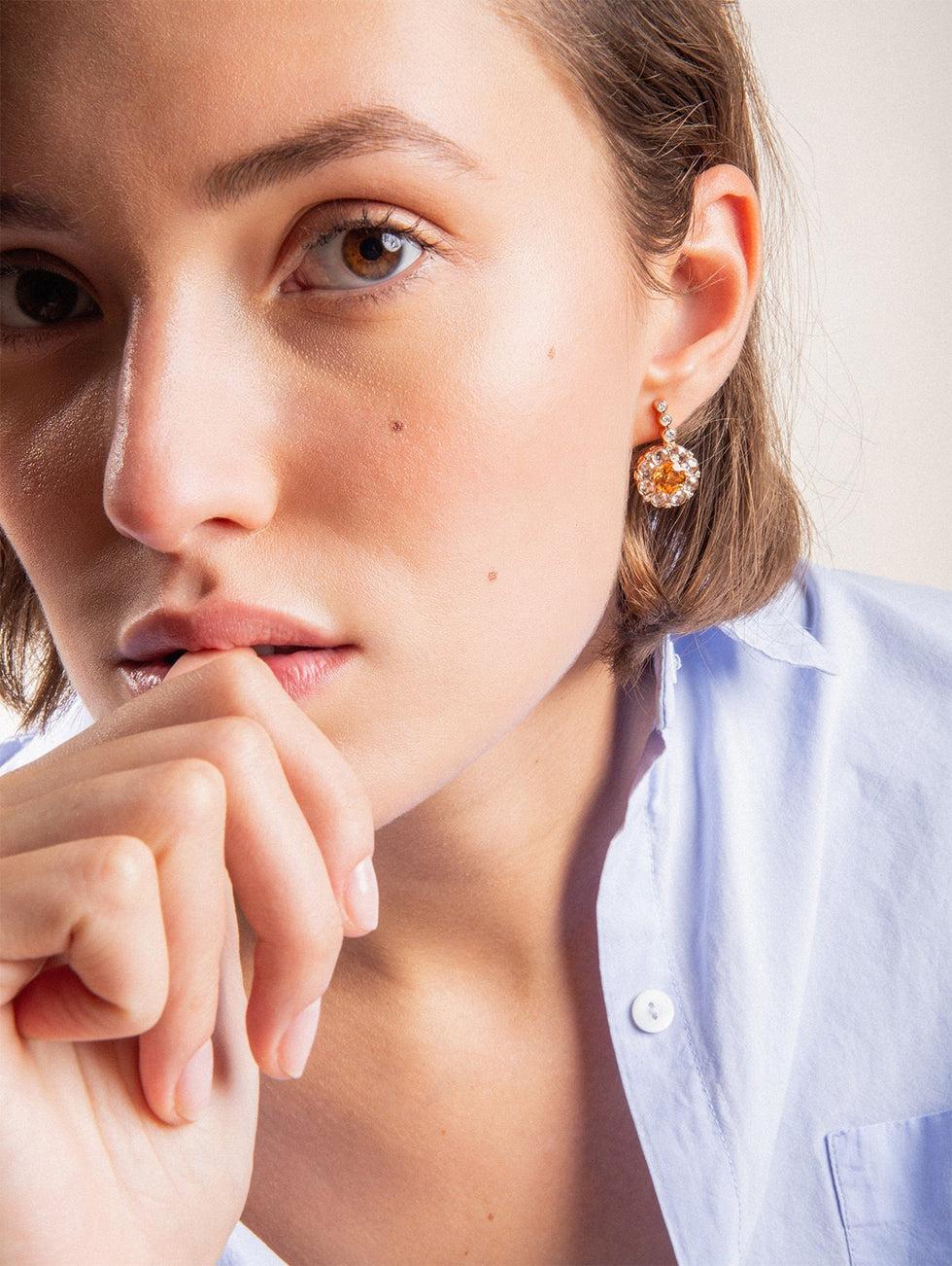 Selim Mouzannar Beirut Rosace Boucles D'oreillesSpessartites - Diamants