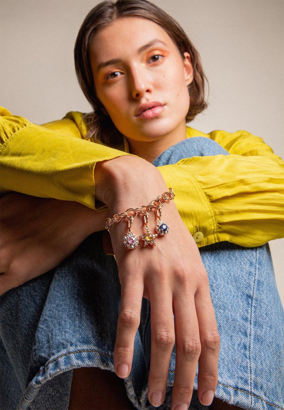 Selim Mouzannar Beirut Rosace Charm Saphir Rose - Diamants