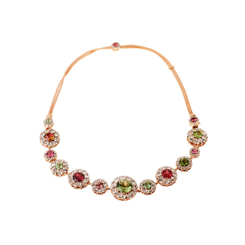 selim mouzannar Beirut Rosace Collier / BraceletTourmalines Colorés - Diamants