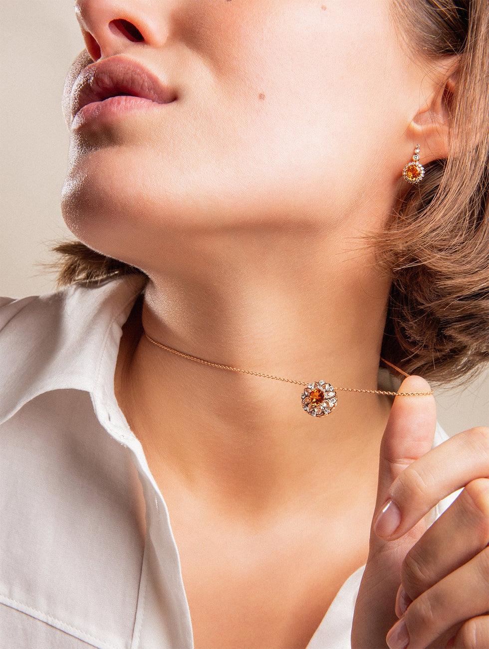 Selim Mouzannar Beirut Rosace PendentifSpessartine- Diamants