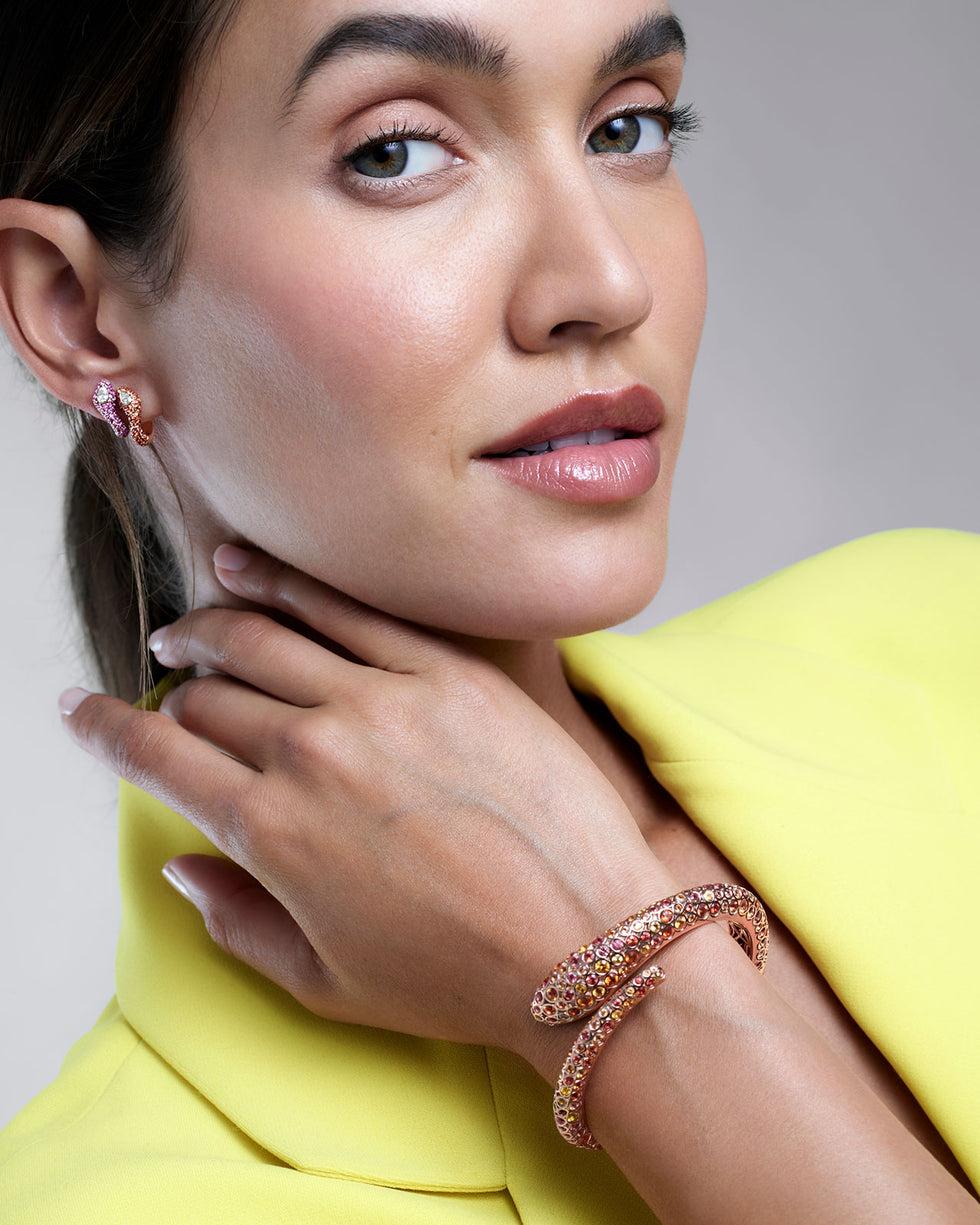 Selim Mouzannar Boucle D'oreilleSaphirs Rose - Diamants