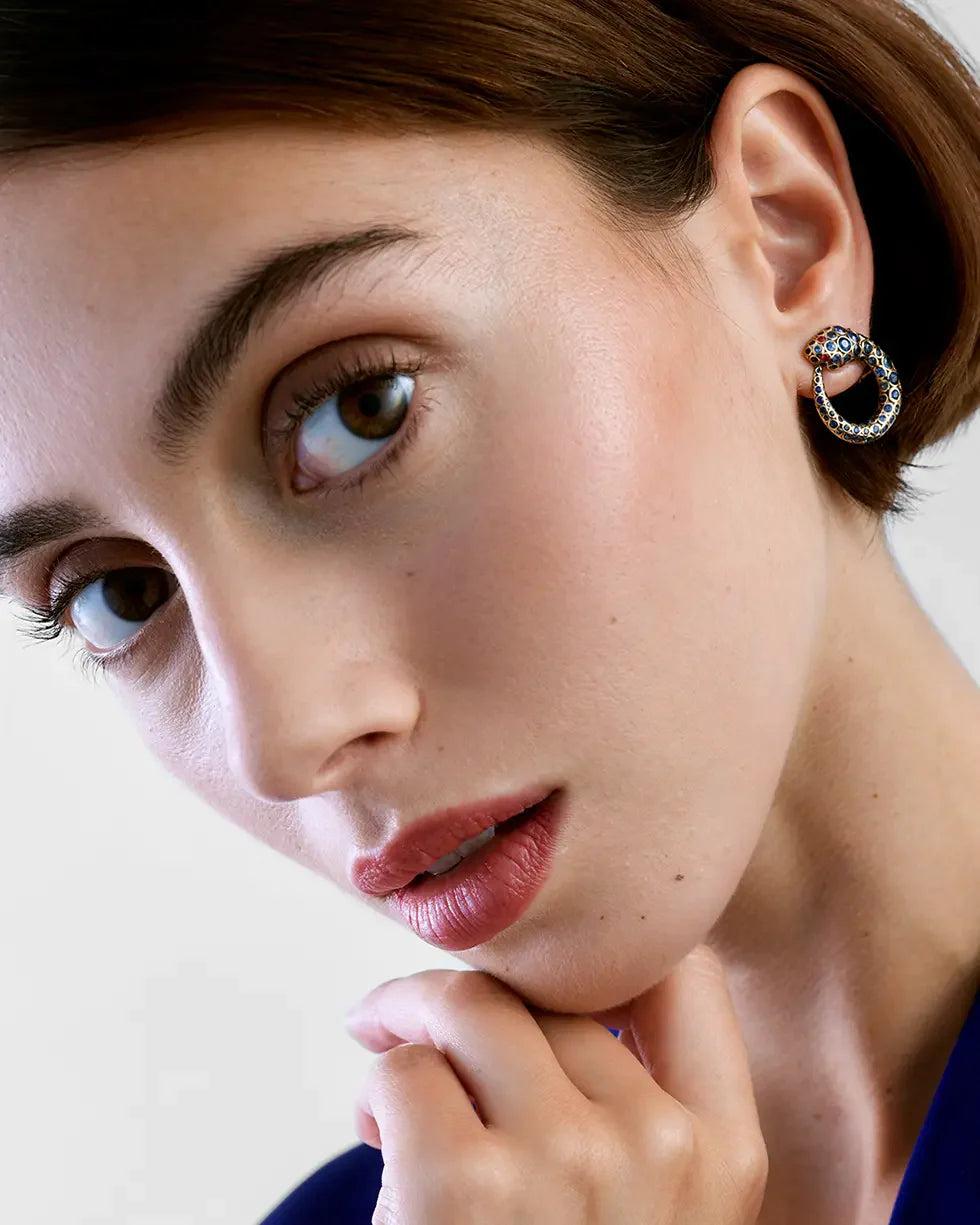 Selim Mouzannar Boucles D'oreilles BasilikSaphirs Bleus- Spinelles