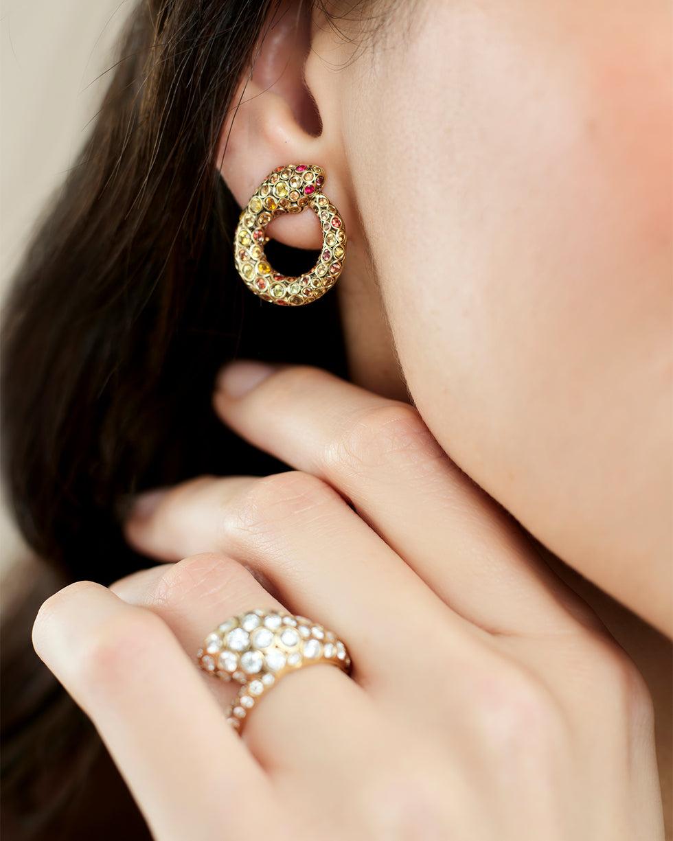 Selim Mouzannar Boucles D'oreilles BasilikSaphirs Oranges - Spinelles