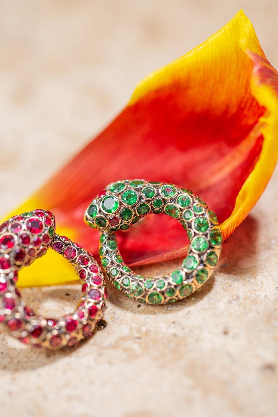 Selim Mouzannar Boucles D'oreilles BasilikTsavorites - Spinelles