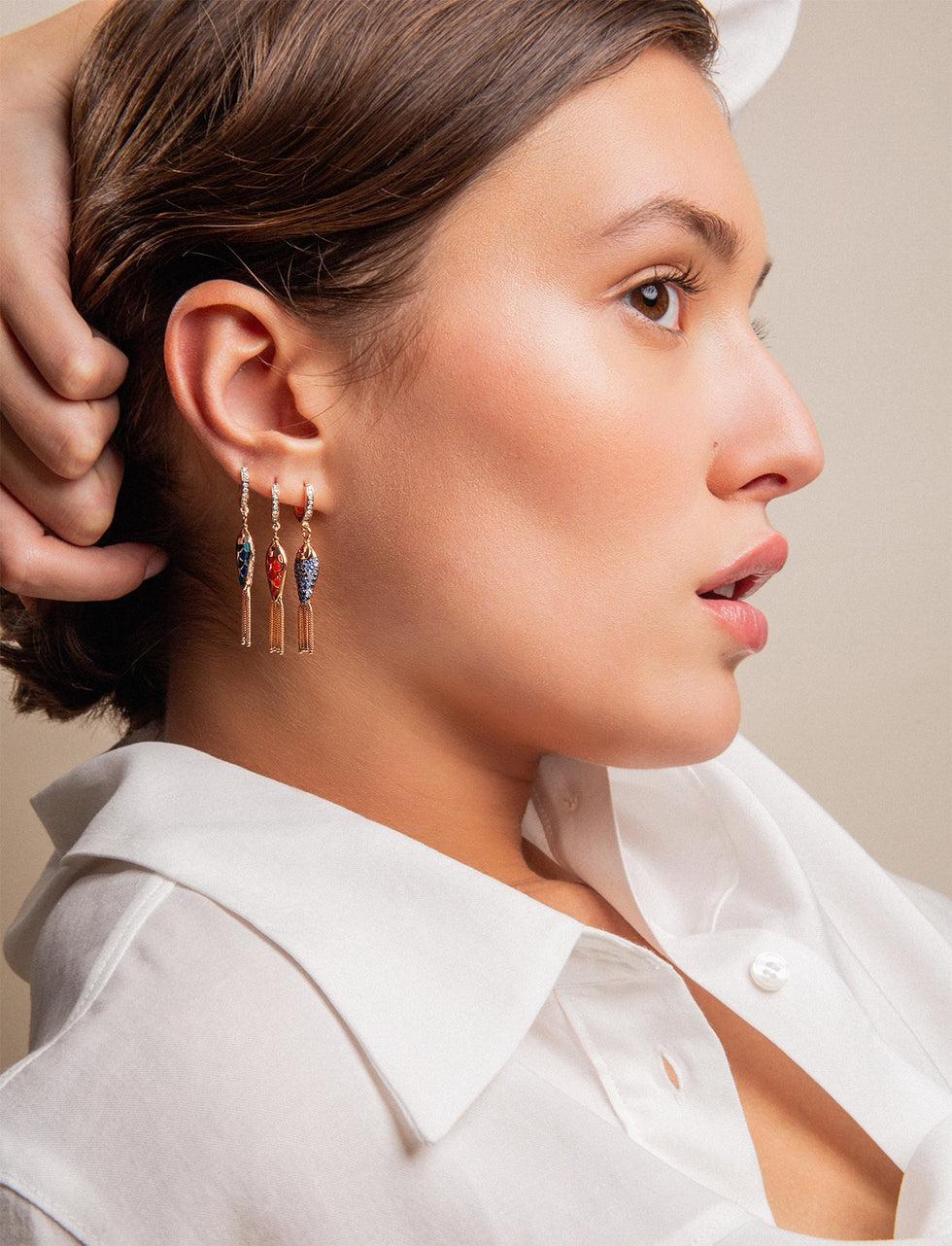 Selim Mouzannar Fish For Love Boucle D'oreille Bleu Marinediamants - Saphirs Bleus - Rubis