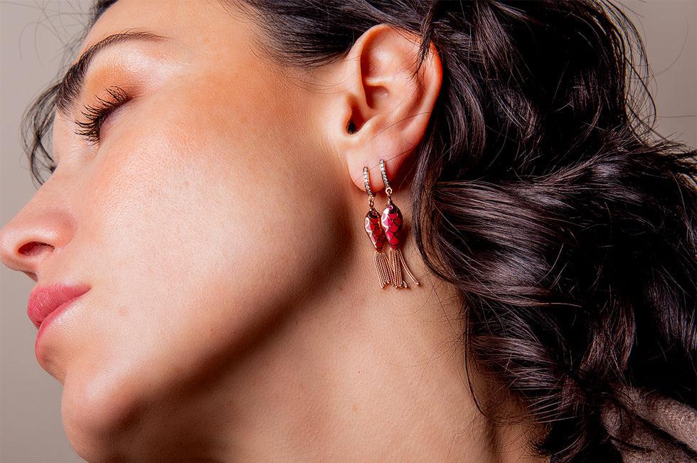 Selim Mouzannar Fish For Love Boucle D'oreille FramboiseDiamants - Rubis