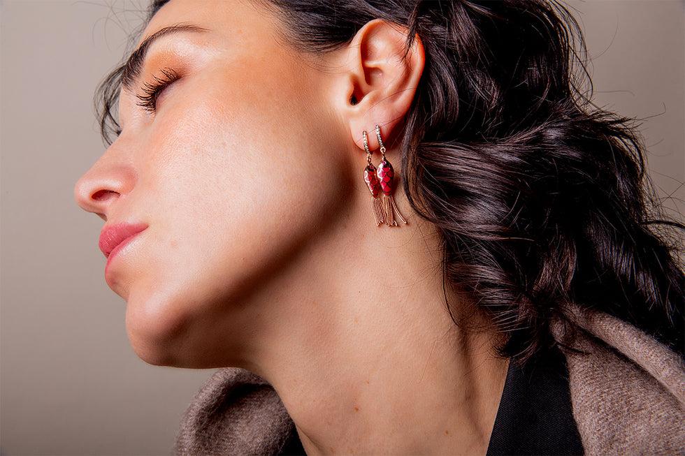 Selim Mouzannar Fish For Love Boucle D'oreille FramboiseDiamants - Rubis