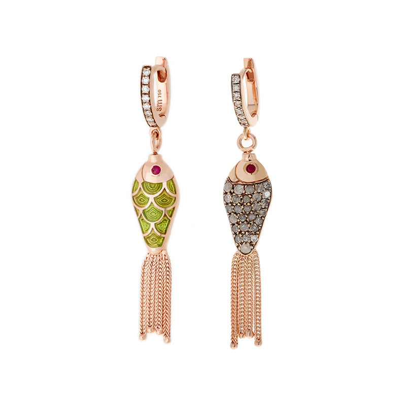 selim mouzannar Fish For Love Boucle d'oreille KiwiDiamants - rubis