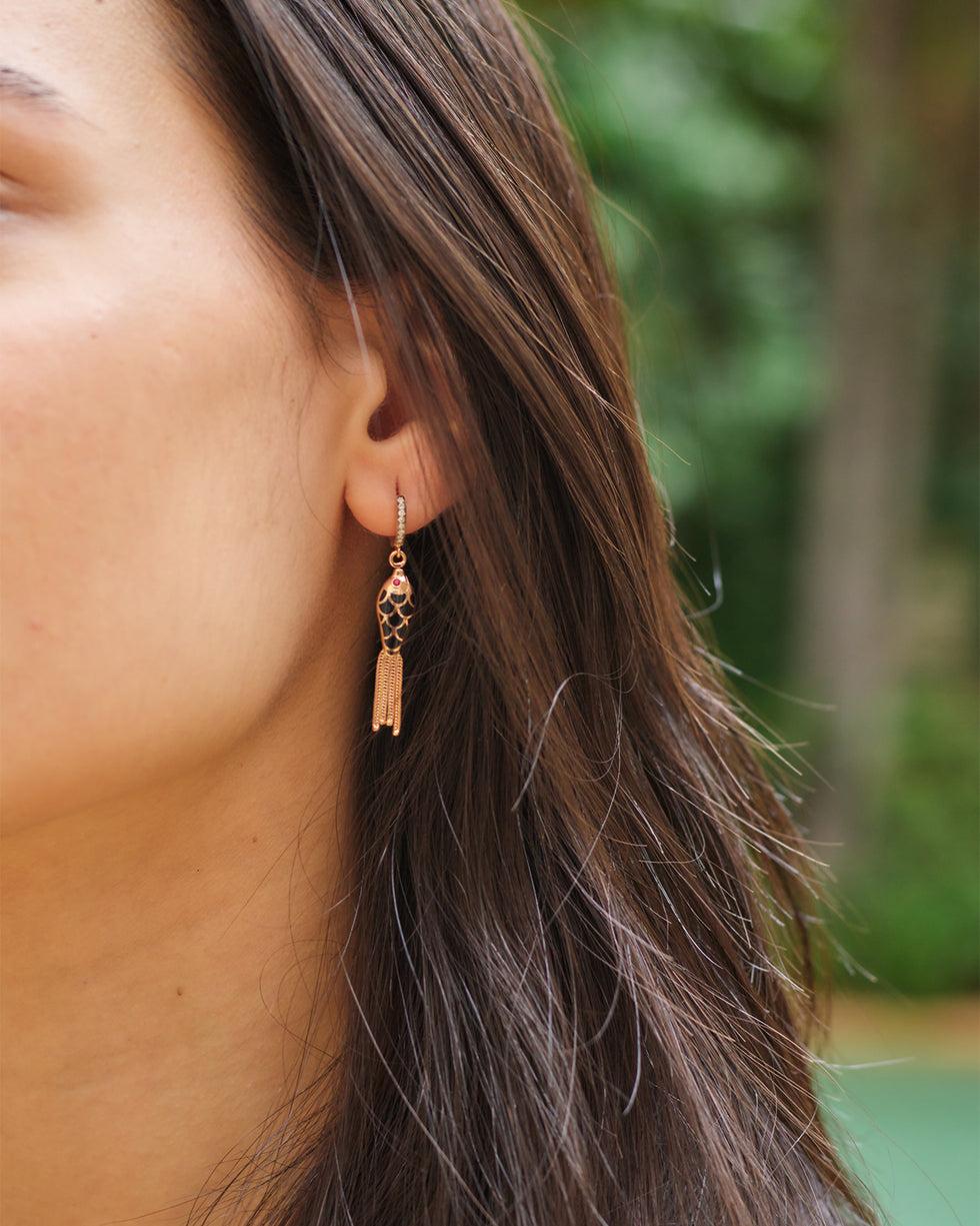 Selim Mouzannar Fish For Love Boucle D'oreille NoireDiamants - Rubis