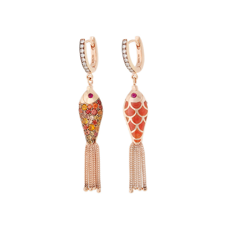 Selim Mouzannar Fish For Love Boucle D'oreille OrangeSaphirs - Rubis