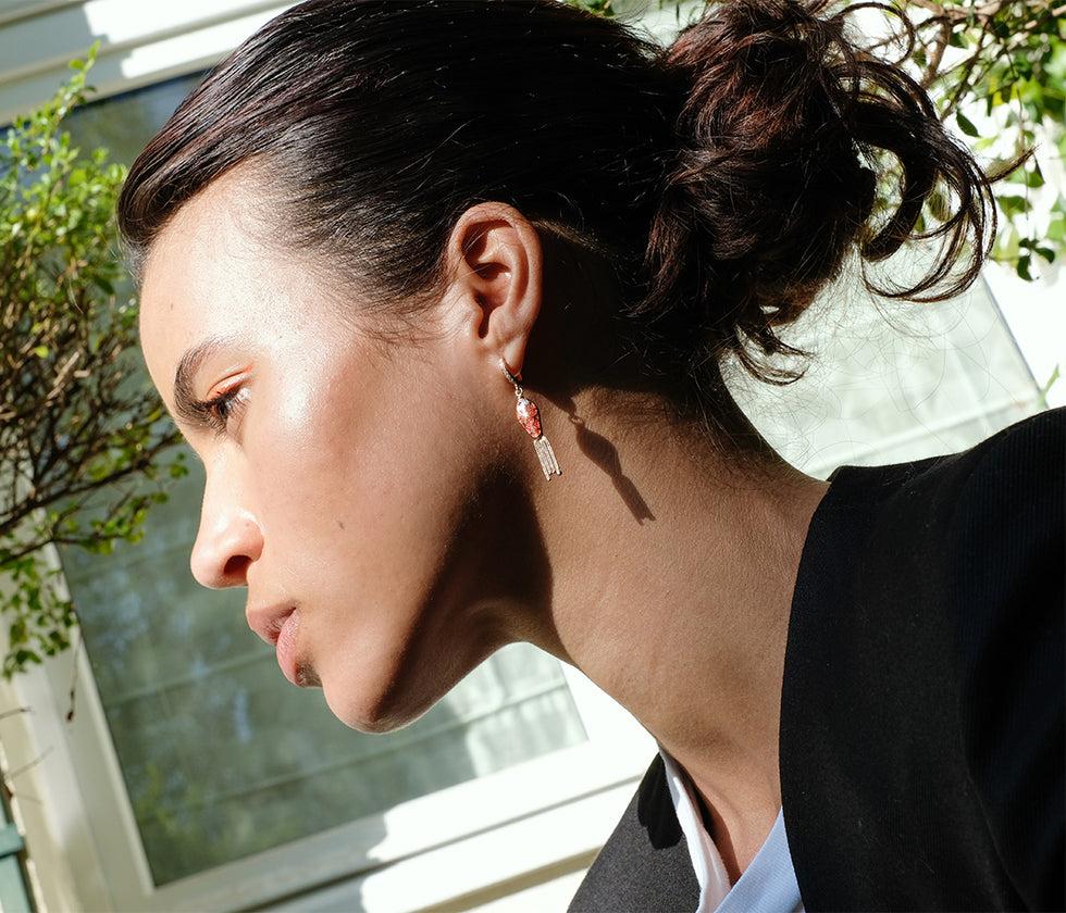 Selim Mouzannar Fish For Love Boucle D'oreille Rouge RouilleDiamants - Rubis