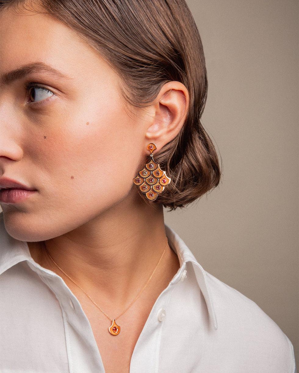 Selim Mouzannar Fish For Love Boucles D'oreilles OrangesSaphirs Oranges - Diamants