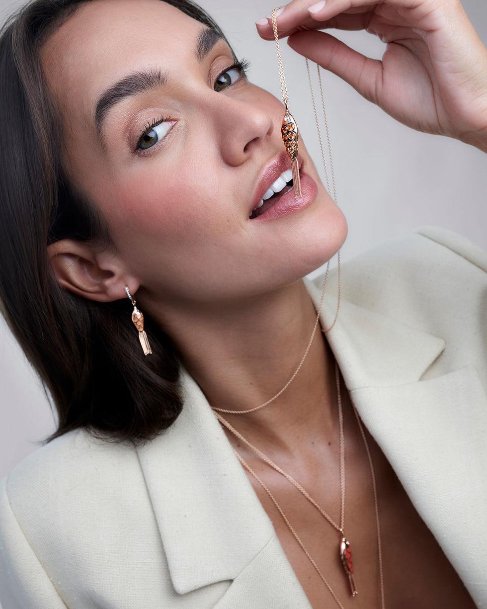 Selim Mouzannar Fish For Love Ivoire Et Orange Boucle D'oreilleRubis - Diamants