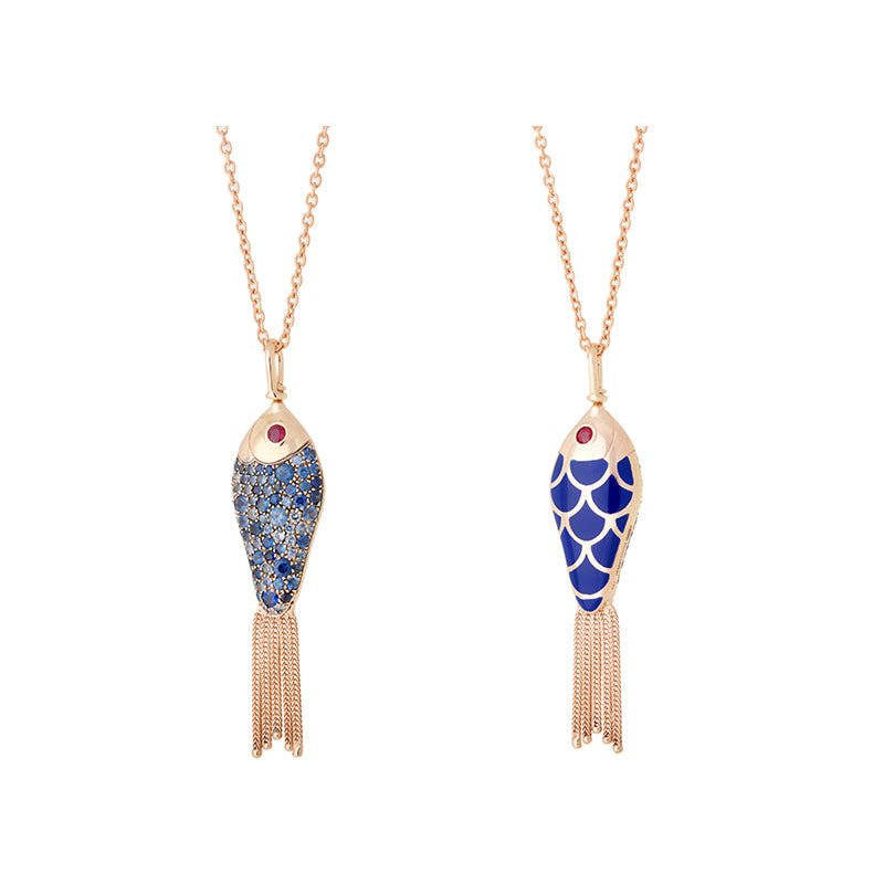 selim mouzannar Fish For Love Pendentif bleu marineSaphirs bleus - Rubis