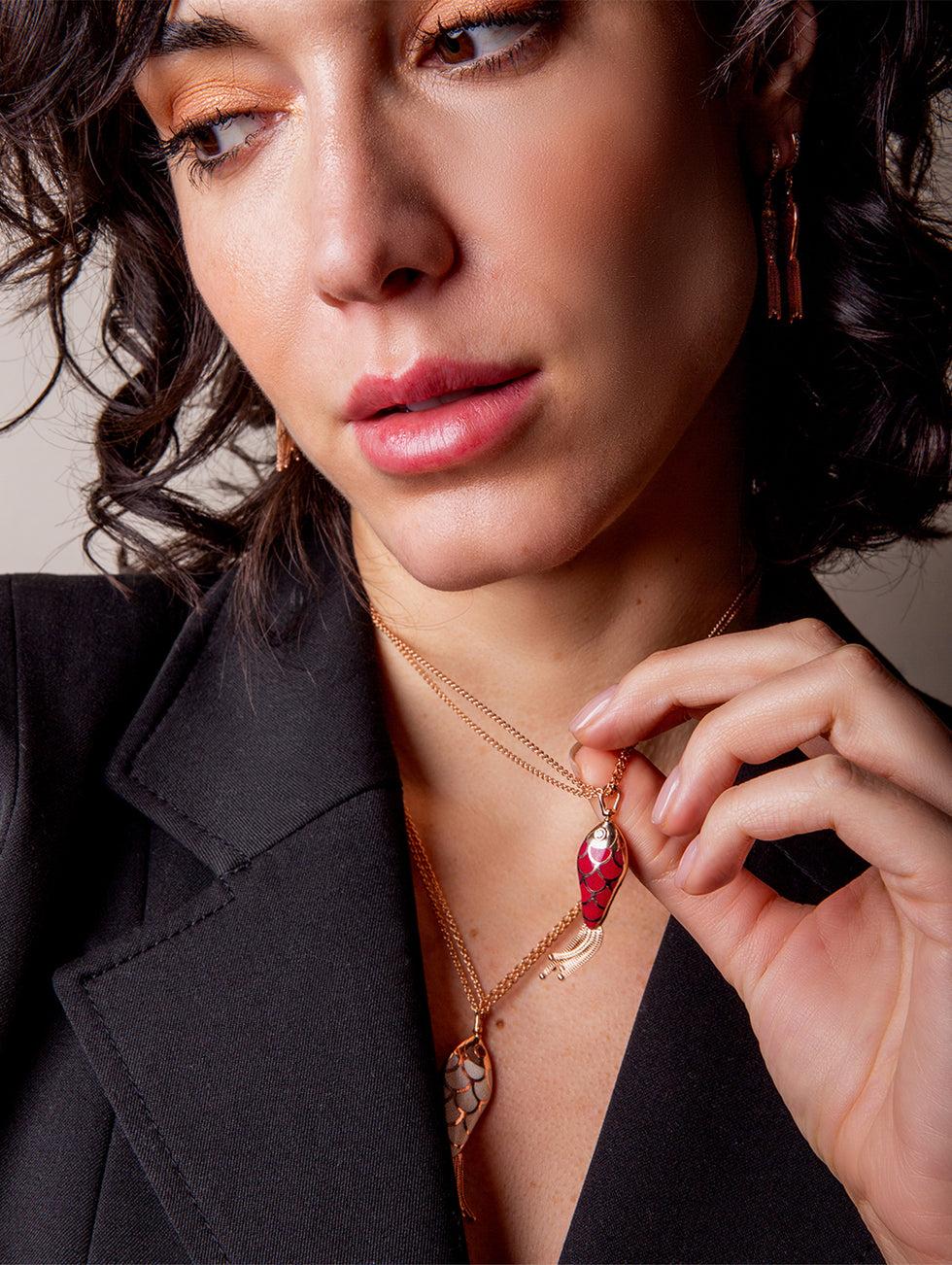 Selim Mouzannar Fish For Love Pendentif Ivoire & FramboiseRubis