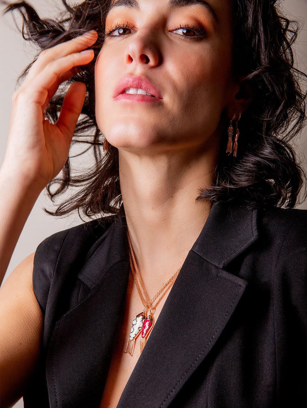 Selim Mouzannar Fish For Love Pendentif Ivoire & FramboiseRubis