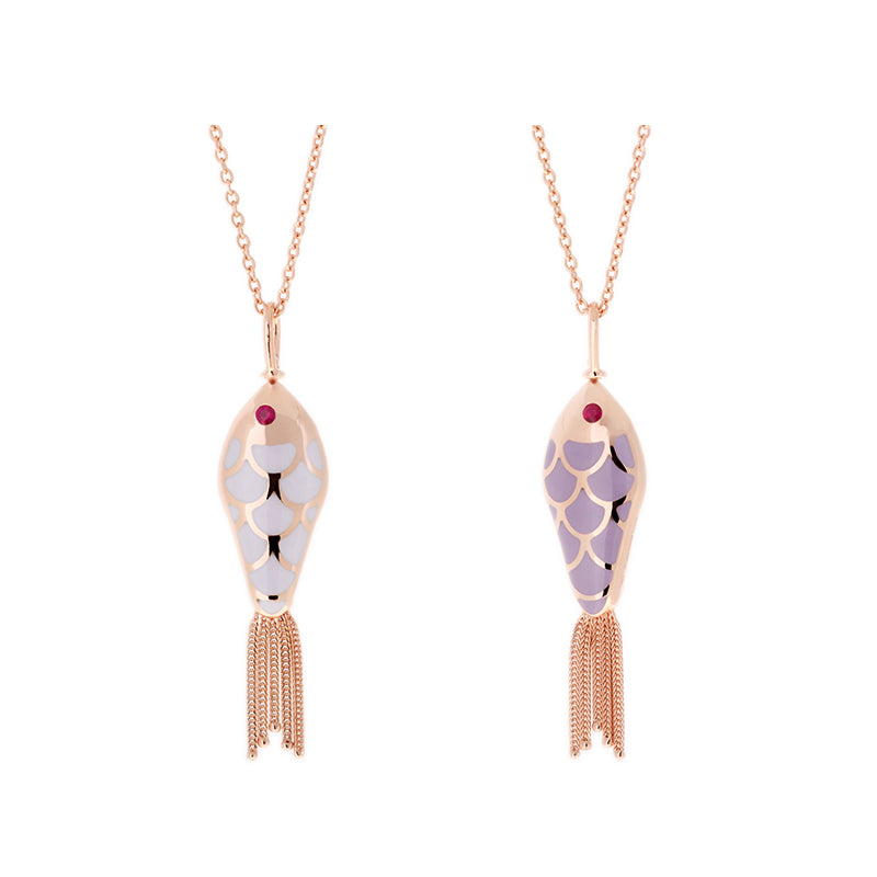 Selim Mouzannar Fish For Love Pendentif Lilas Foncé & ClairRubis
