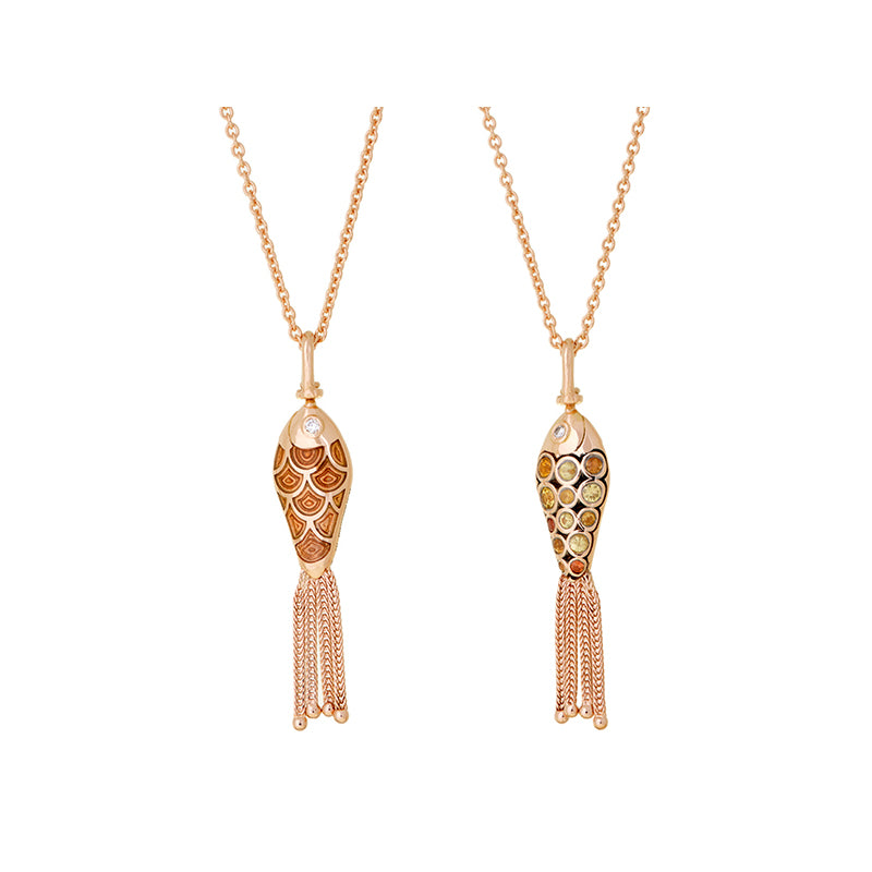 selim mouzannar Fish For Love Pendentif OrangeJaune et Orange Saphirs - Diamants