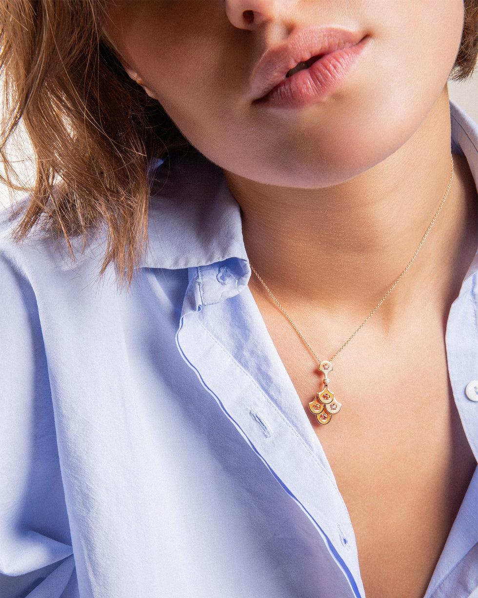 Selim Mouzannar Fish For Love Pendentif OrangeSaphirs Oranges - Diamant