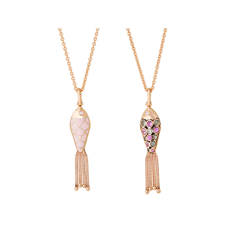 Selim Mouzannar Fish For Love Pendentif RoseRose Et Vert Saphirs - Diamants