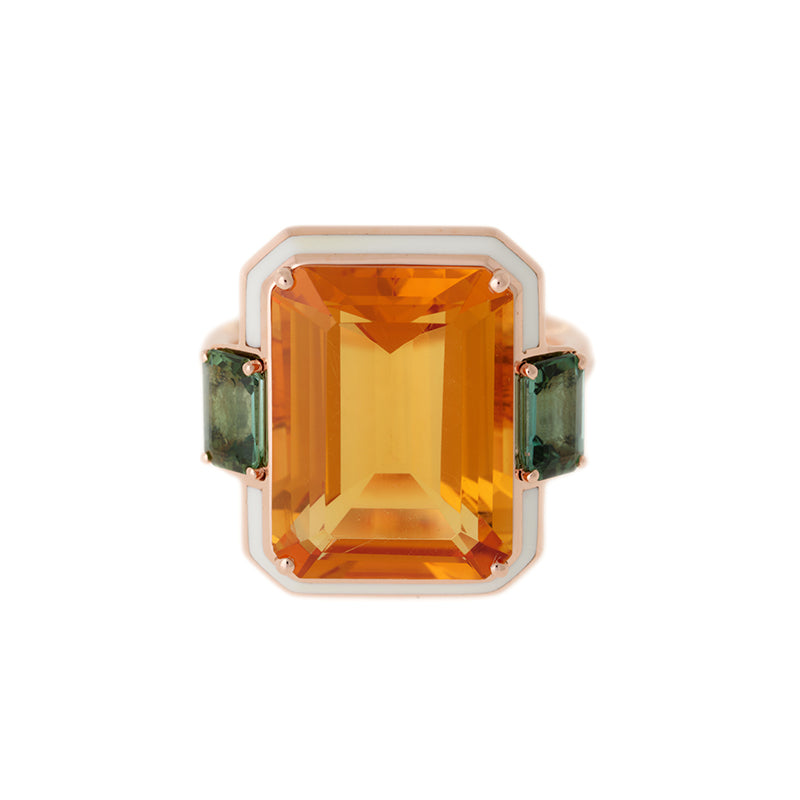 Selim Mouzannar Gemma Bague Citrine - Tourmalines Vertes