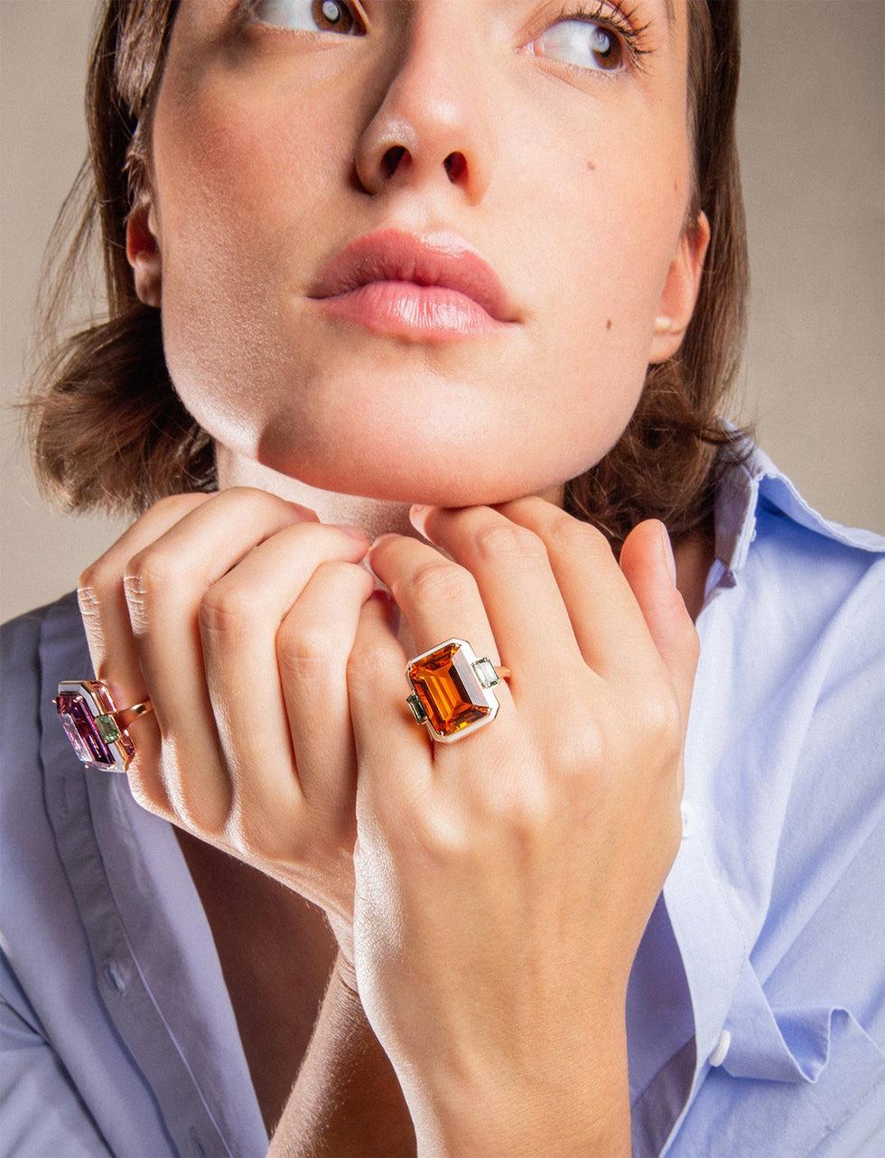 Selim Mouzannar Gemma BagueAméthyste - Tourmalines Vertes