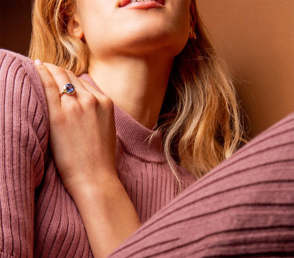 Selim Mouzannar Gemma BagueSaphir Bleu - Diamants Jaunes