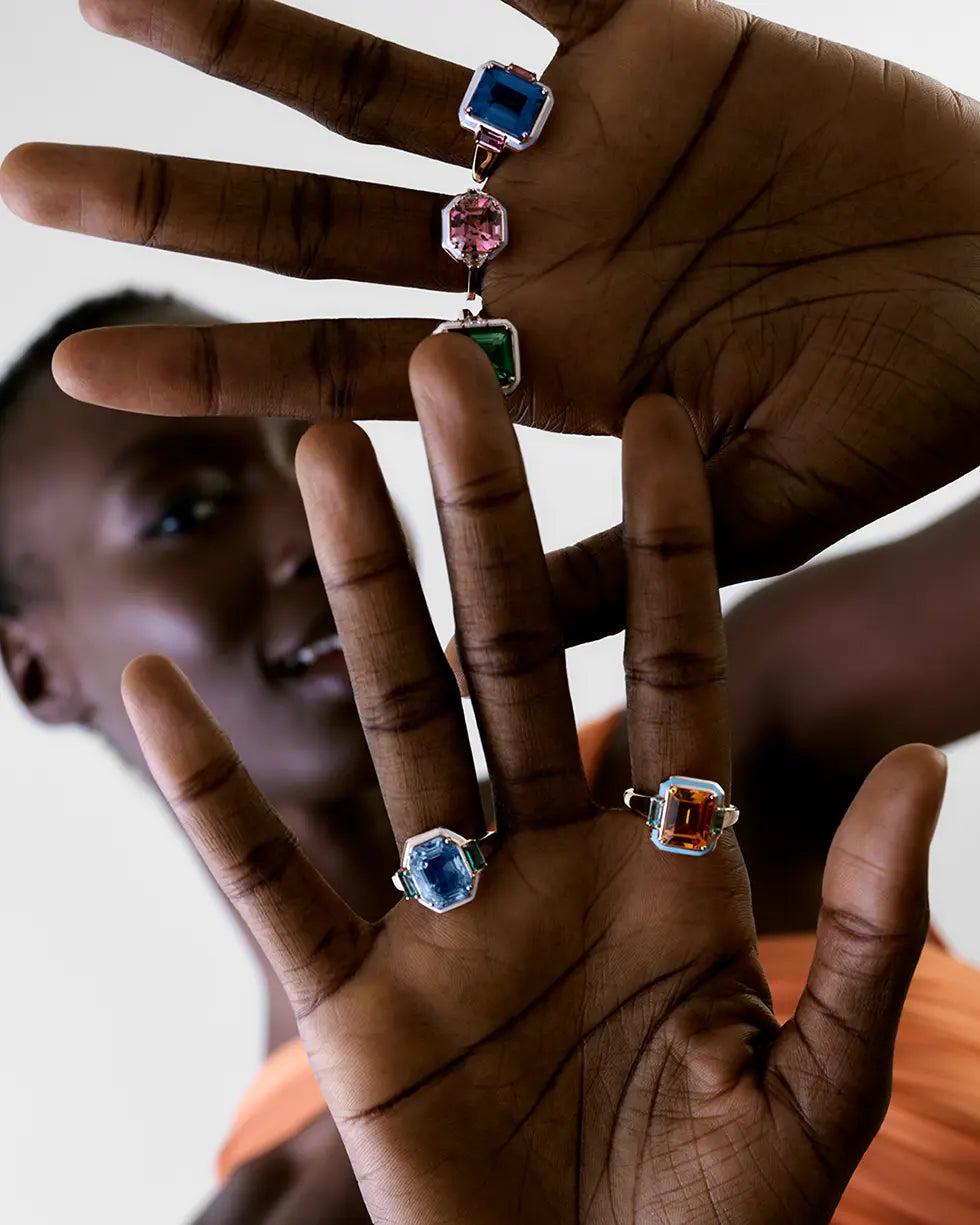 Selim Mouzannar Gemma BagueTanzanite - Tourmalines Roses