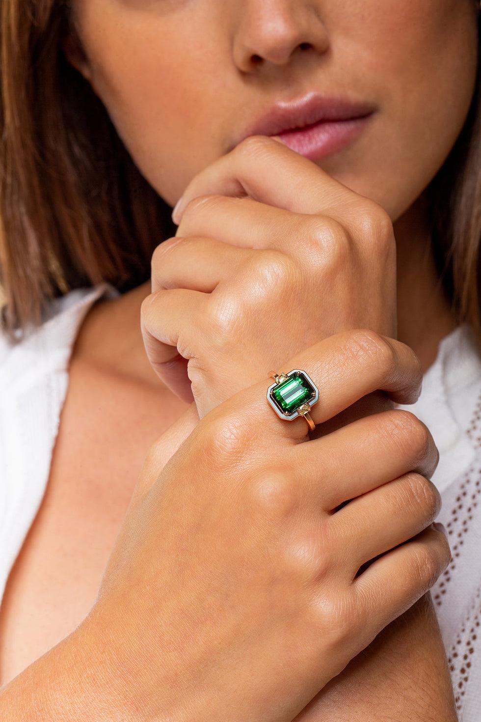 Selim Mouzannar Gemma BagueTourmaline Verte - Diamants