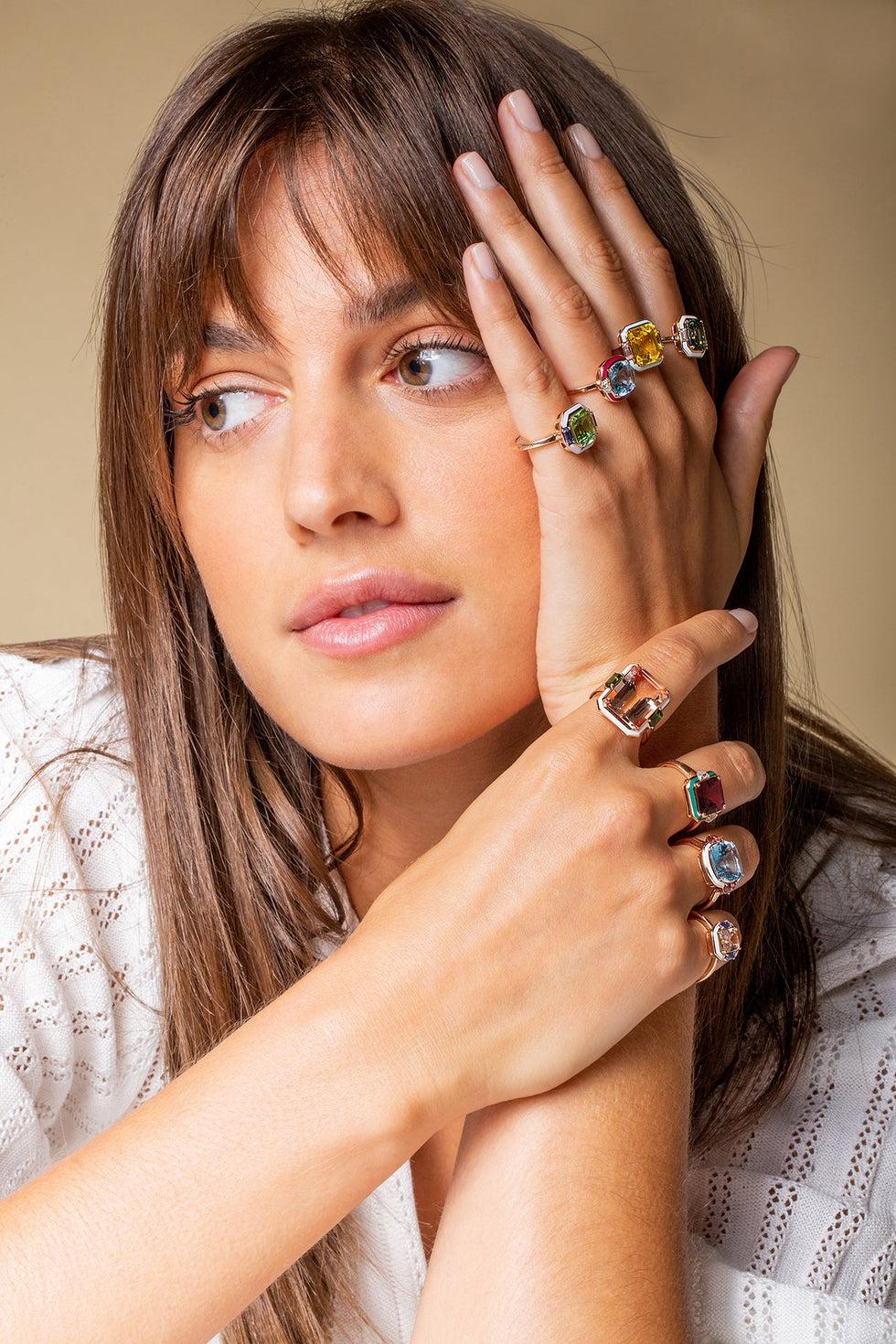 Selim Mouzannar Gemma BagueTourmaline Verte - Tanzanites