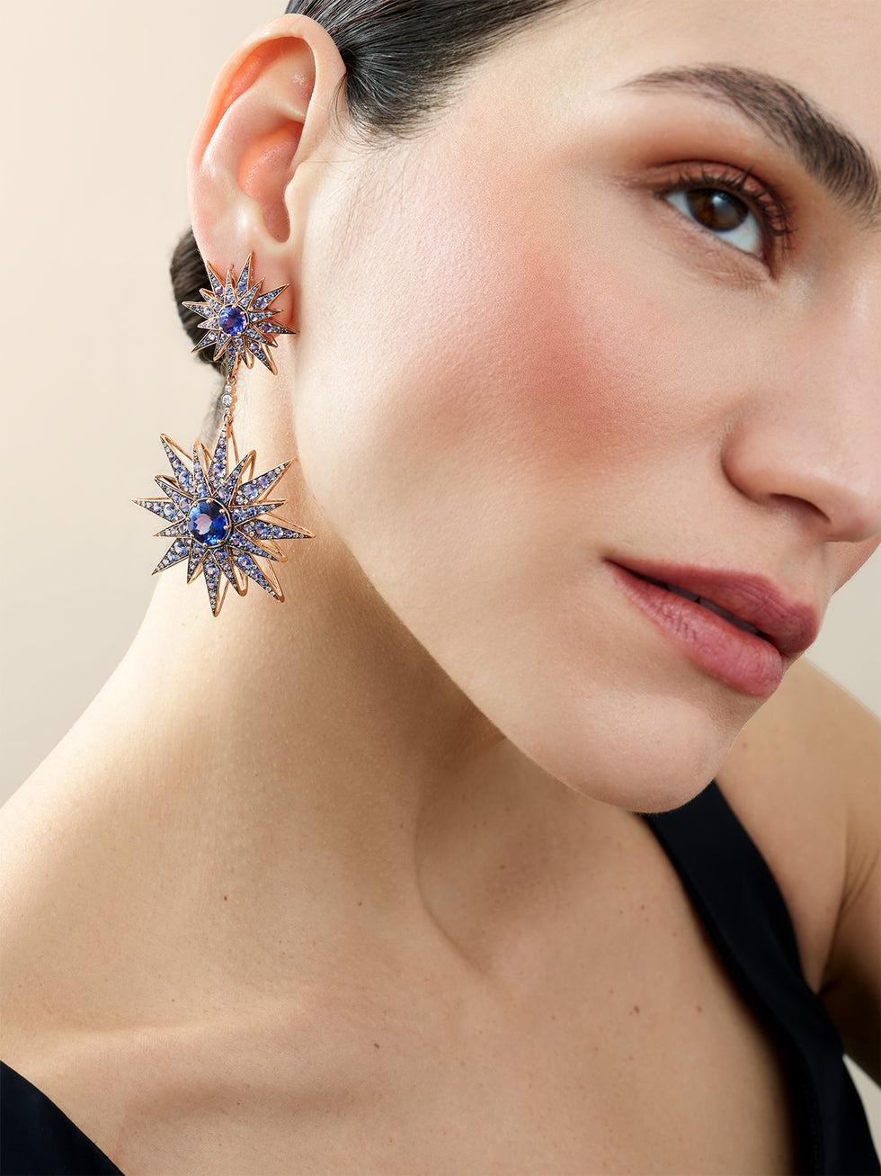Selim Mouzannar Istanbul Boucles D'oreillesSaphirs Bleus - Tanzanites - Diamants